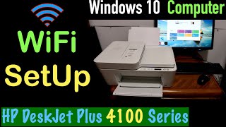 HP DeskJet Plus 4100 WiFi SetUp Computer [upl. by Cheshire]