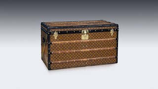 ANTIQUE 20th CENTURY LOUIS VUITTON COURIER TRUNK IN MONOGRAM CANVAS FRANCE c 1910 [upl. by Ellwood]