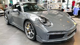 Porsche 992 Turbo S in PTS Grigio Telesto  Walkaround [upl. by Nunnery]