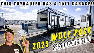 ONE OF THE MOST UNIQUE FIFTH WHEELS I TOURED BACK PATIO WITH SLIDING GLASS DOOR Wolfpack 350pack15 [upl. by Anilrats253]