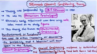 Skinners Operant Conditioning TheoryInstrumental ConditioningFor all Teaching Exams [upl. by Llirred]