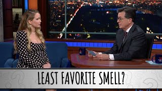 Jennifer Lawrence Takes The Colbert Questionert [upl. by Haonam656]