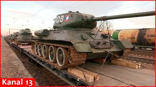 Russia is preparing to deploy rare T34 tanks from World War II to the war against Ukraine [upl. by Darill]