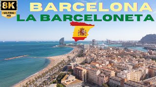 【8K】Barcelona La Barceloneta  Walking Tour  Barcelona Beaches [upl. by Isidore]