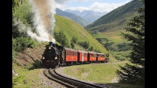 Dampfbahn Furka Bergstrecke  RealpFurkaGletschOberwald  Dampfzüge und Dieselzüge 20152022 [upl. by Cimah689]