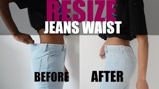 DIY LIFE HACK  HOW TO RESIZE JEANS WAIST Elastic Method jeans hacks [upl. by Ydassac]