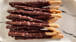 Homemade Mikado Pocky Sticks Recipe 🍫أصابع ميكادو [upl. by Aniroc489]