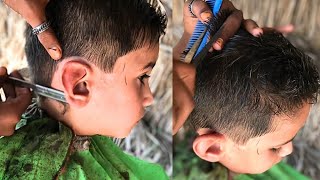 ASMR Barber  Baby Scissor Haircut Tutorial  Village Hair Salon [upl. by Ddahc]