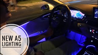 NEW 2018 Audi A5 Ambient Lighting and Exterior Lights  HOW TO SEPARATE THE AMBIENT LIGHT COLOR [upl. by Enyledam]