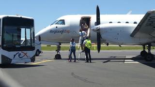 4K REX Saab S340B ramp action at Sydney Airport [upl. by Nnylatsirk]