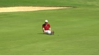 Keegan Bradley eagles No 7 and celebrates by Dufnering [upl. by Furey]