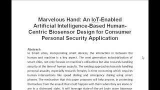 Marvelous Hand An IoT Enabled Artificial Intelligence Based Human Centric Biosensor Design for Consu [upl. by Eirased744]