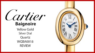 ▶ Cartier Baignoire Mini Size 15 Quartz Yellow Gold Silver Dial WGBA0018  REVIEW [upl. by Toogood]