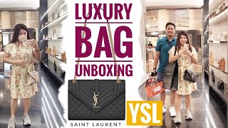 Buying Luxury Bag  YSL Saint Laurent Medium Envelope Monogram Bag unboxing  Taipei 101  Anne Mary [upl. by Sackman]