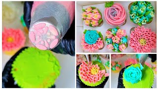 EASY 6 Different Cake Nozzles ideas  Flower Cake Decorating Tips and Tricks 🍰 [upl. by Hiett151]