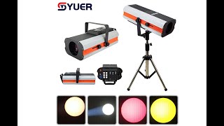 YUER™ 300W LED Follow Spot Light 5 Colors  White Light LED Follow Spot Tracker with Flying Case [upl. by Nirehtak]