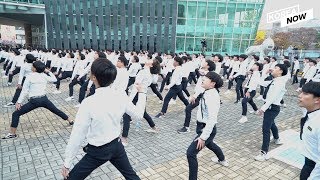 Enthusiastic cheering from 200 students for seniors taking college entrance exams in South Korea [upl. by Gottwald]