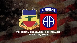 73rd Cavalry Regiment Airborne Memorial Dedication Ceremony  Omaha Nebraska [upl. by Lenard832]