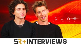 Timothée Chalamet amp Austin Butler On Dune 2s Sandworm Scene And Character Struggles [upl. by Adarbil]