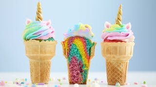 Unicorn CakeCones with a MAGICAL Surprise INSIDE [upl. by Merta]