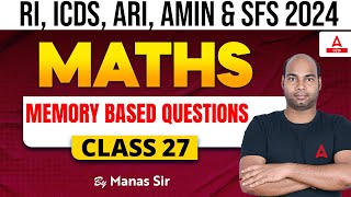 RI Math Questions 2024  RI Amin Maths Memory Based Questions by Manas Sir 27 [upl. by Attolrac]