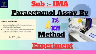 Paracetamol Assay by A11cm Method Expt  Specific Absorptivity Method  Determination of PCM conc [upl. by Iran]