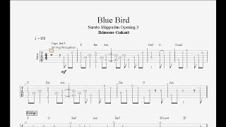 Blue Bird  Naruto Shippuden Opening 3  GuitarSoloTAB [upl. by Aihsitan]