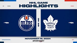 NHL Highlights  Oilers vs Maple Leafs  November 16 2024 [upl. by Thilda]