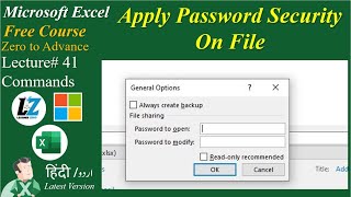 41 How to Apply Password  Security on Excel File  Microsoft Excel Free Course learning excel [upl. by Hallie]