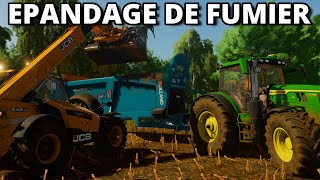 Test du John Deere 6R 185 à lÉpandage de Fumier  FS22 [upl. by Errecart]