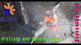 Drilling and Rock bolting at Vøringsfossen Mesta Fjellsikring [upl. by Nonnahsed]