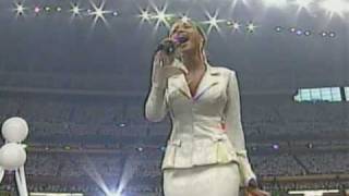 Beyoncé performing The StarSpangled Banner USA National Anthem Live at Super Bowl XXXVIII 2004 [upl. by Ciredec]