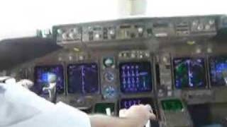 Boeing 747400 Cockpit Landing [upl. by Nwahsit]