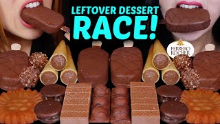 ASMR SHOCKING LEFTOVER DESSERT RACE CHOCOLATE CRUNCH CONES FERRERO ROCHER BIG YAKGWA CHOCO PIES [upl. by Rockey492]