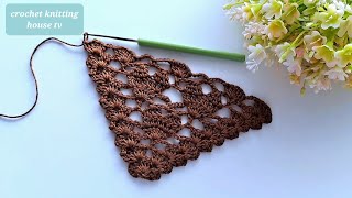 comment faire un châle triangle au crochet magnifique super facile pas par paschâle crochet [upl. by Nevarc]