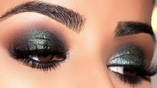 Glamorous Intense Green Smokey Eye Look  Makeup Tutorial [upl. by Ahsenid]