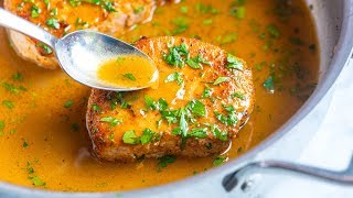 The Best Juicy Skillet Pork Chops Recipe [upl. by Sylvie]