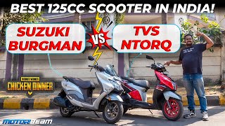 New Suzuki Burgman EX vs TVS NTorq Race XP  Comparison Test  MotorBeam [upl. by Aenotna904]