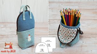 DIY Standing Pencil Case Pencil Pouch  Free Pattern  gift idea  스탠드 필통 만들기  made by JOJO [upl. by Rutledge]