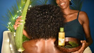 ASMR EXTREME RELAXATION Afro Hair Shampoo Aloe GEL Shoulders Massage Comb Brush Real person [upl. by Nywloc]