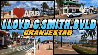 Oranjestad Walking Tour Lloyd G Smith Boulevard  Aruba 4k [upl. by Chaffinch616]