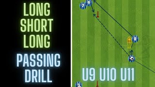 LongShortLong Passing Drill  U19 U10 U11 U12  FootballSoccer  2021 [upl. by Ehcar]