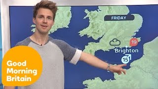 Marcus Butler Presents The Weather On GMB  Good Morning Britain [upl. by Elwaine]