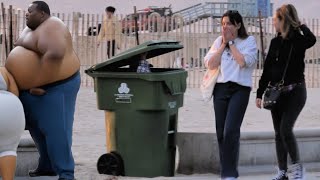 Man in Trashcan Scares People At Beach [upl. by Thadeus]