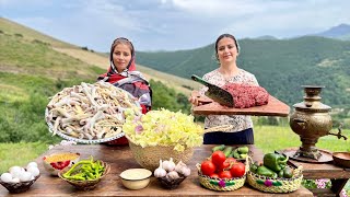 Hollyhock Flowers Stuffed with Minced Meat and Chicken Drumsticks Cooked in Village [upl. by Enidlarej236]