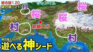 【マイクラ統合版神シード】Ver121でも使える。初期スポ周辺だけではない！第2のスポット！初心者もSwitchでも楽しめる！Ver12072 [upl. by Ymmas]