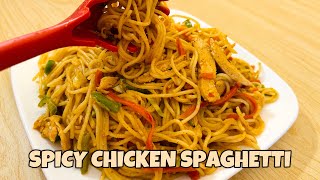 Spicy chicken Spaghetti Recipe  Spicy Vegetable Spaghetti [upl. by Amann]