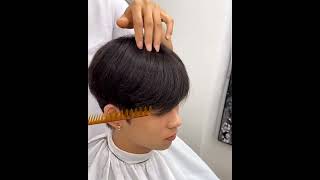 Details Korean style haircut barbershop barber hairtutorial hairstyle fadecut fadecut hair [upl. by Nedra771]