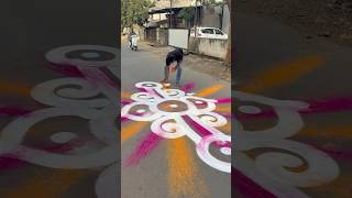 Road Running Rangoli rangoli rangolilover easyrangoli viral creativerangoli roadrangoli [upl. by Rodie]