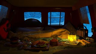 Winter Car Camping  Sleep Shelter in a Car from a Strong Blizzard Snowfall [upl. by Arymahs992]